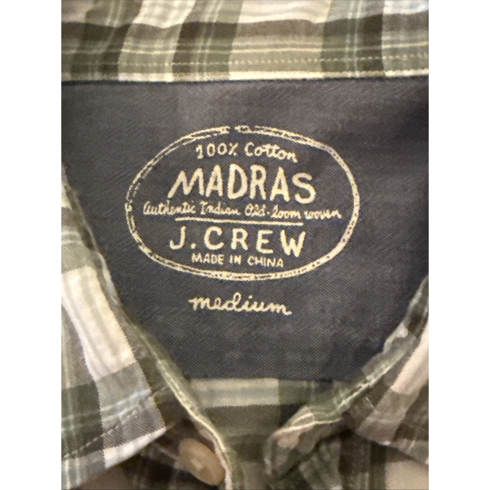 J. Crew Indian Madras Shirt Men's Medium Multicolor Plaid Light Weight Cotton - Picture 5 of 6